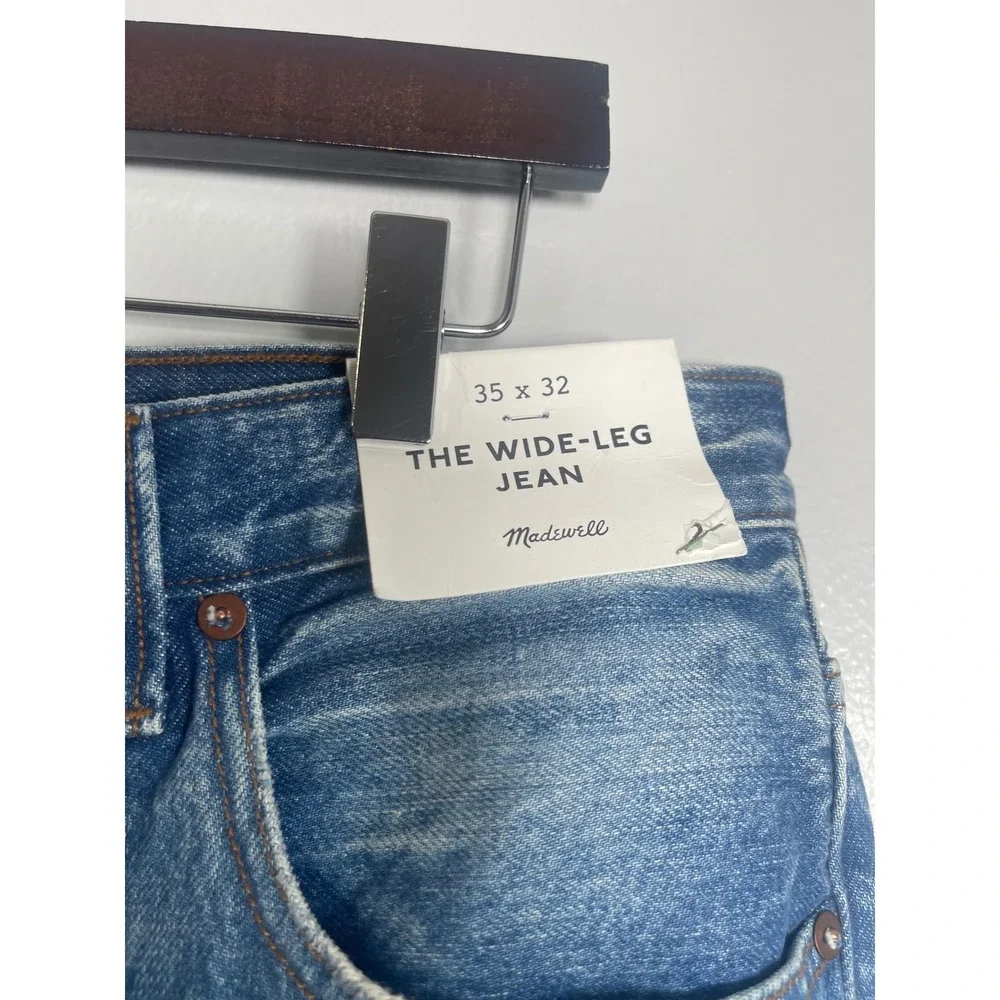 MADEWELL The Wide-Leg Jean 35x32 Medium Wash Denim NEW Casual Rigid NT829